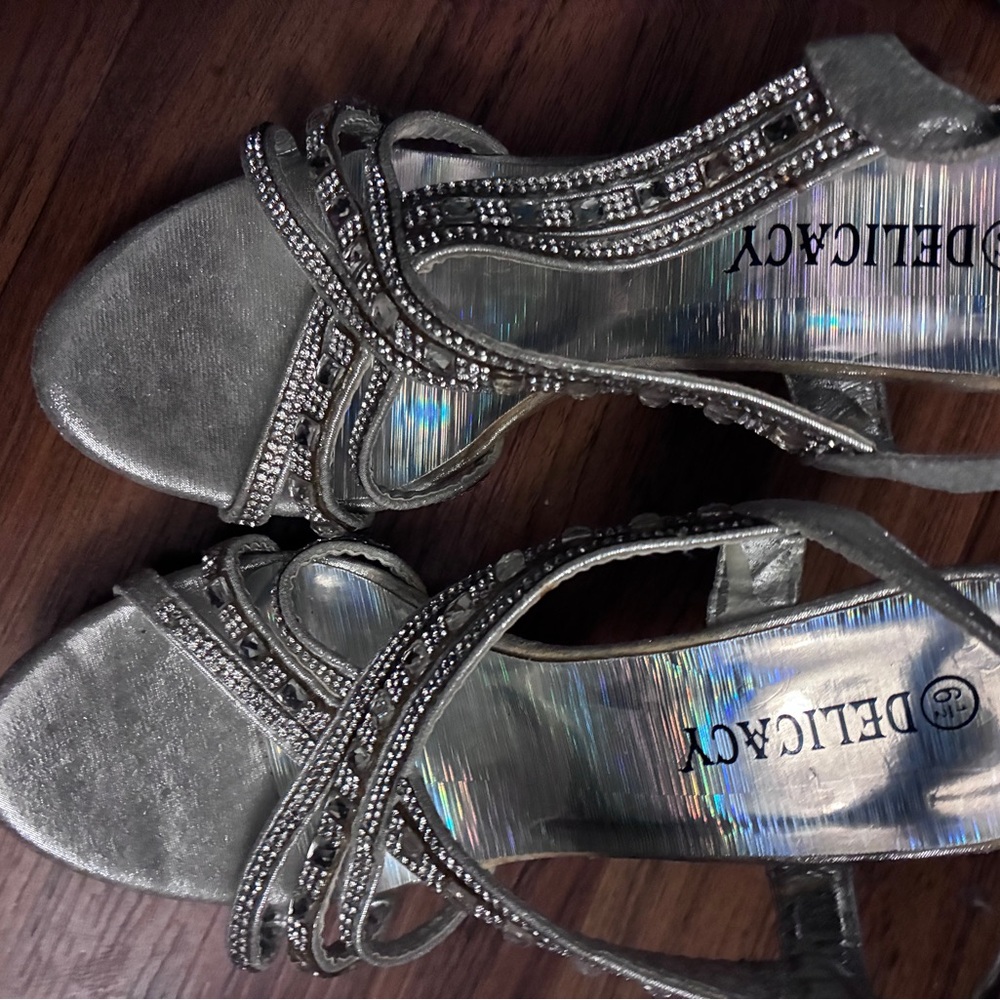 Delicacy Silver Strappy Women's Heels